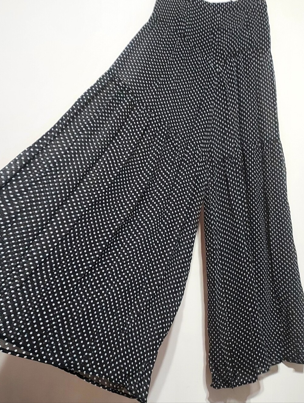Zara Zw Collection Polka Dot Wide-Leg Semi-sheer Tiered High Waist Pants Sz-M - Picture 9 of 15